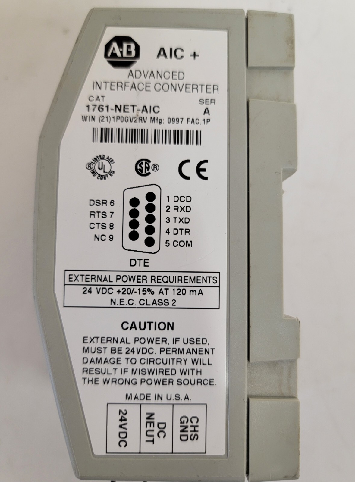 ALLEN BRADLEY ADVANCED INTERFACE CONVERTER 1761-NET-AIC.