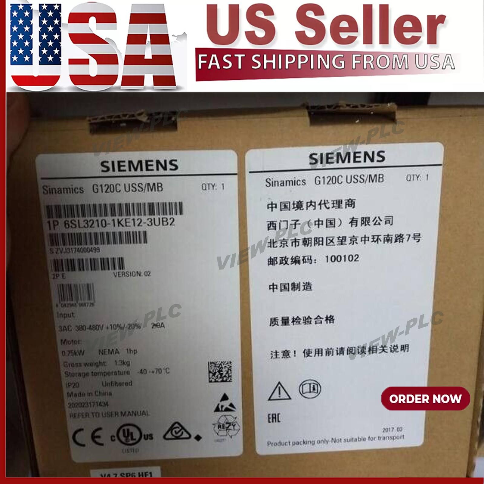 New Siemens 6SL3 210-1KE12-3UB2 6SL3210-1KE12-3UB2 G120C RATED POWER 0,75KW