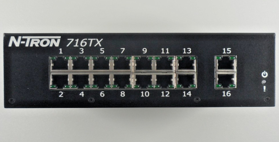 N-TRON 716TX, ETHERNET SWITCH, 16-PORT, 10-30VDC, 1.6A, DIN Mount