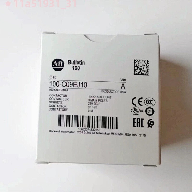 NEW Allen-Bradley 100-C09EJ10 IEC 9 A Contactor 24V DC Screw Terminals