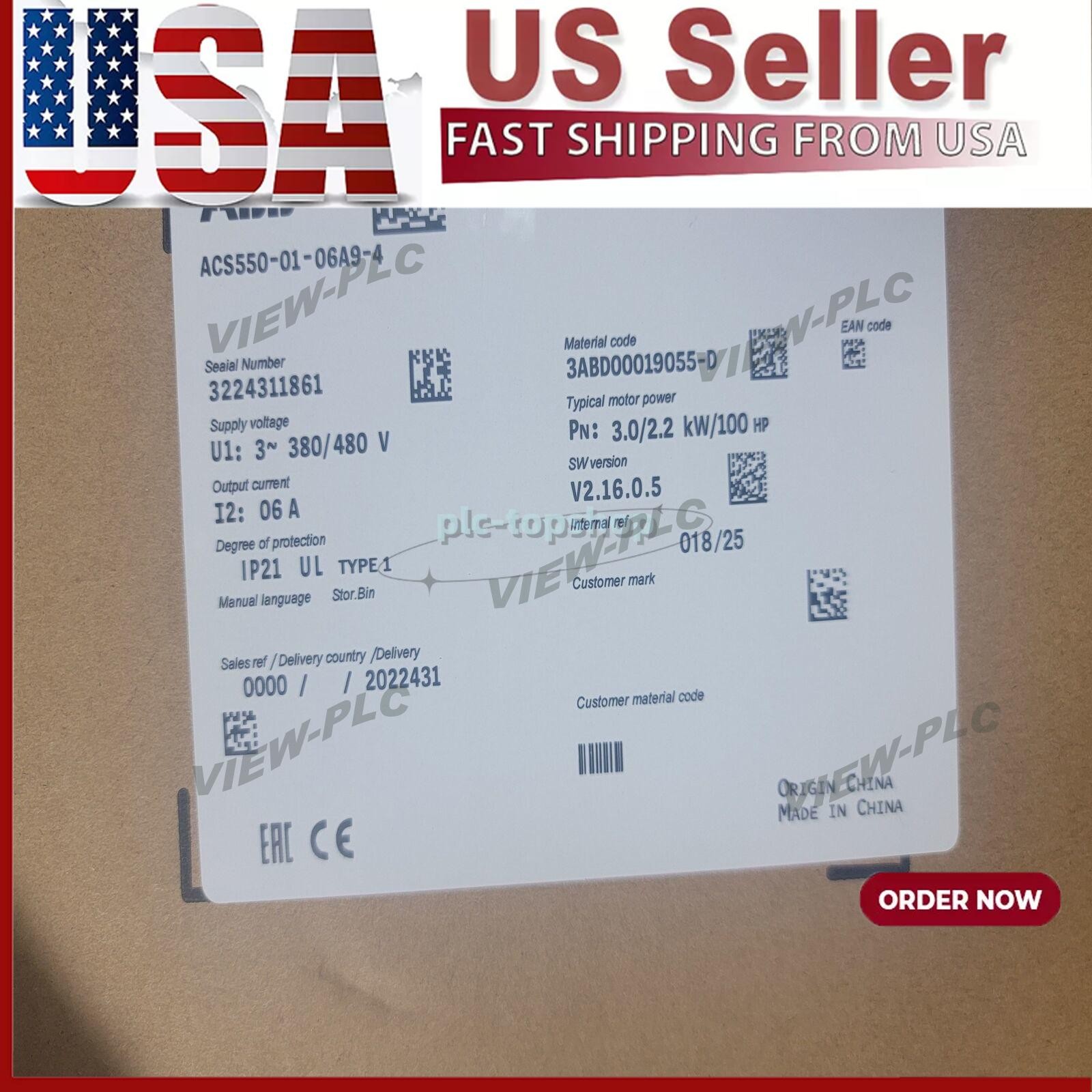 ABB New in Box ACS550-01-06A9-4 ABB Inverter 380V 3KW No Keypad STOCK
