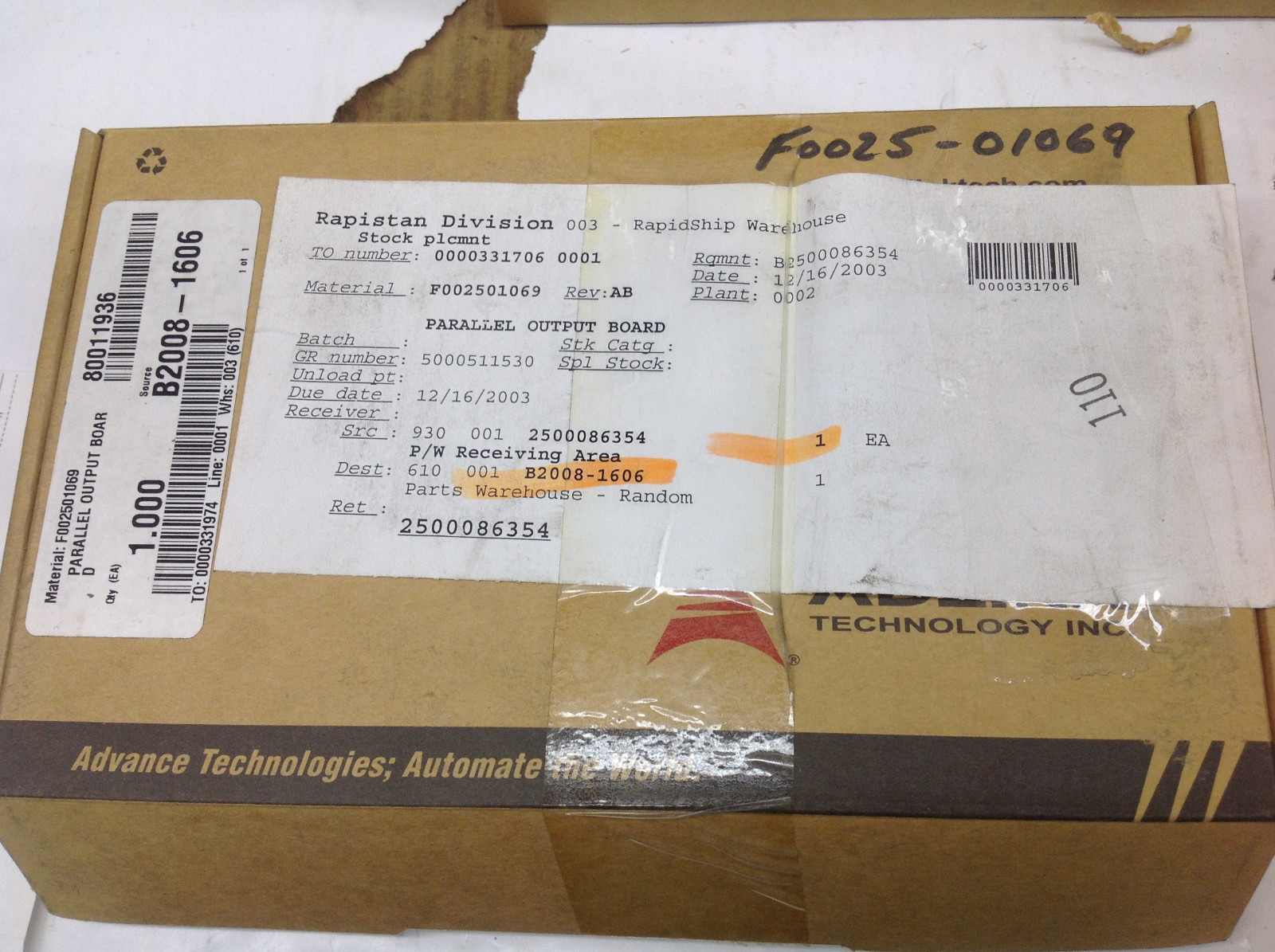 Advance Siemens F002501069, F002501067AA Parallel Output Board. NEW SURPLUS