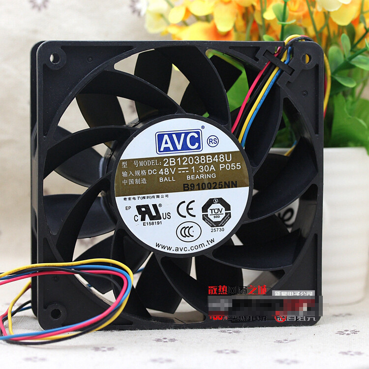1pcs AVC 2B12038B48U P055 48V 1.3A 12cm 12038 four-wire PWM speed cooling fan