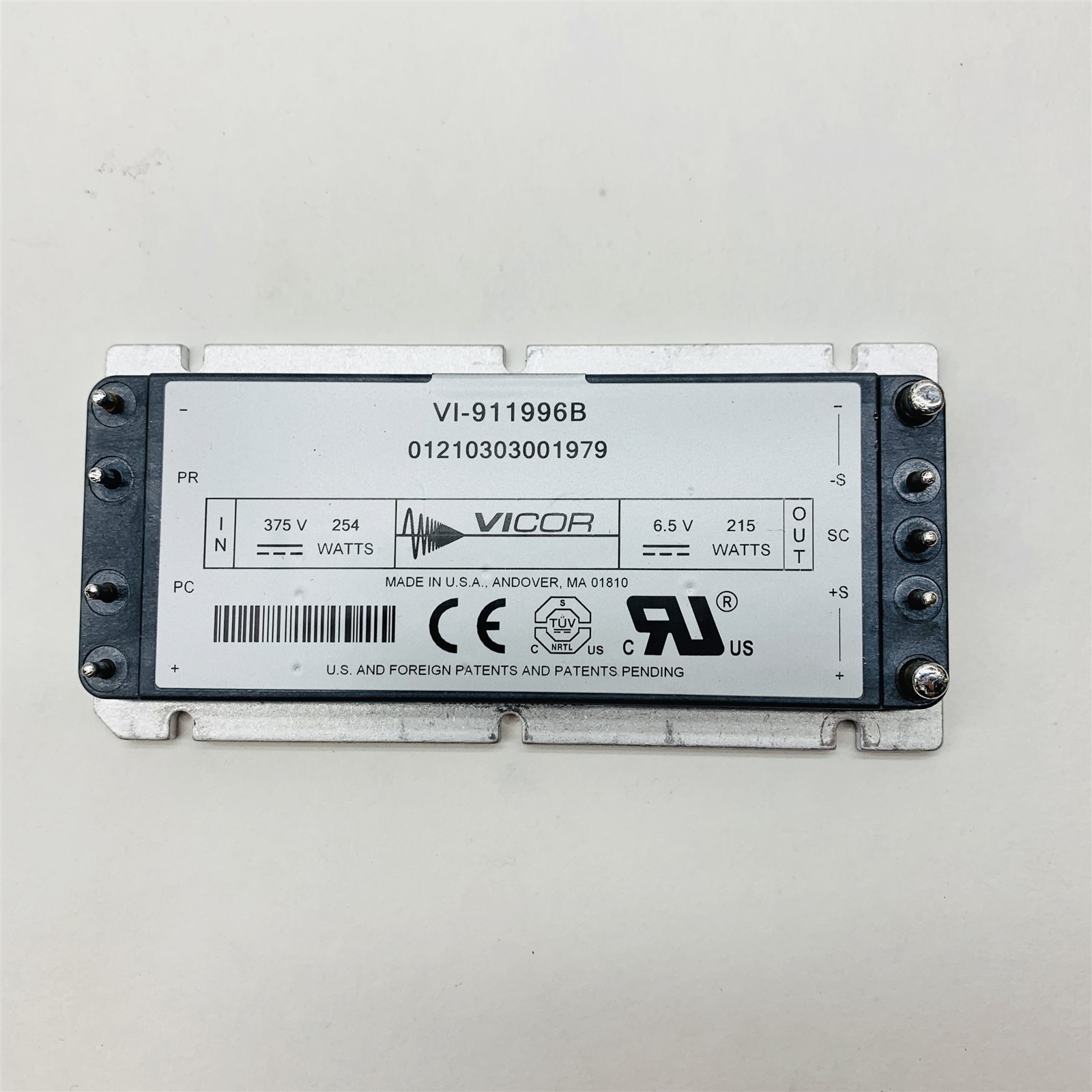 Vicor VI-911996B Power Supply Board DC-DC Converter In: 375V 254W Out: 6.5V 215W