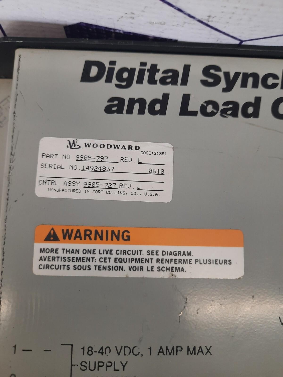 Woodward 9905-797 Rev L Digital Synchronizer and Load Control