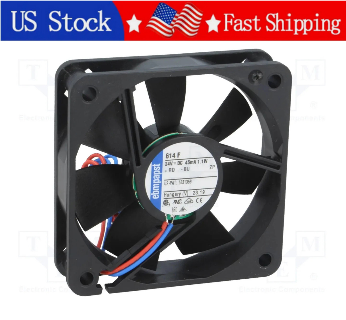 1PCS New Ebmpapst 614F DC24V 45mA 1.1W 2pin Cooling Fan Fast delivery