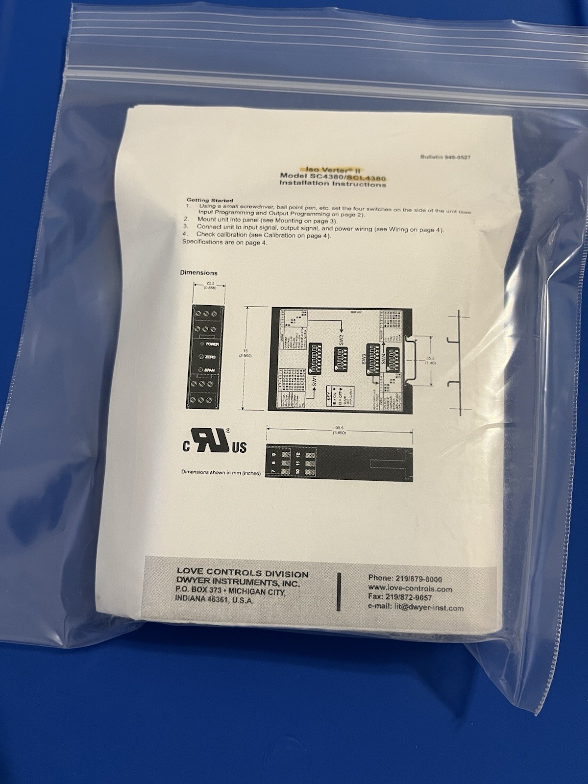 Dwyer Instruments LOVE CONTROLS SCL4380 Iso Verter II Process Signal Converter