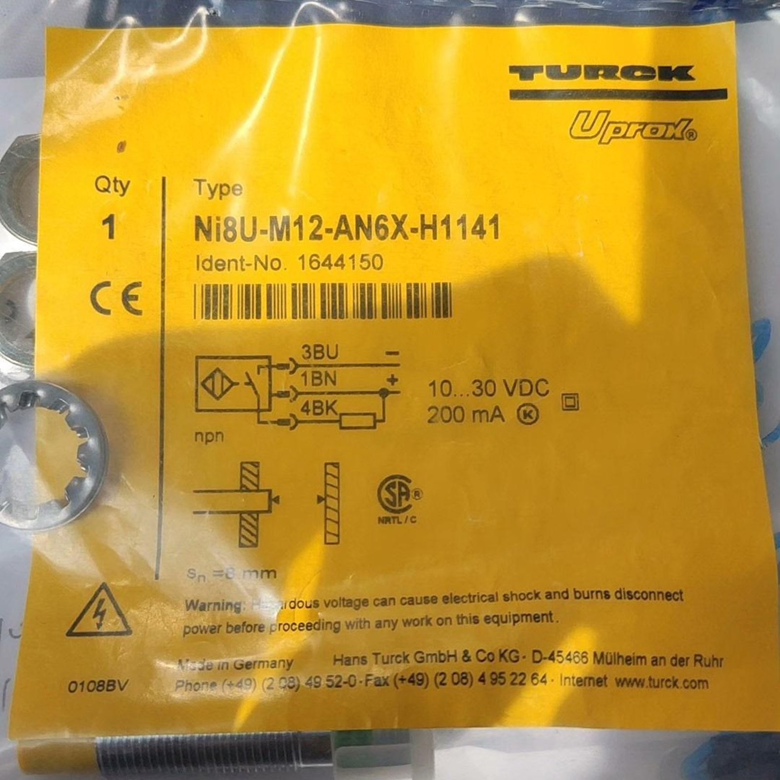 one new Turck NI8U-M12-AN6X-H1141 Proximity Switch Sensor Free ship #YP1