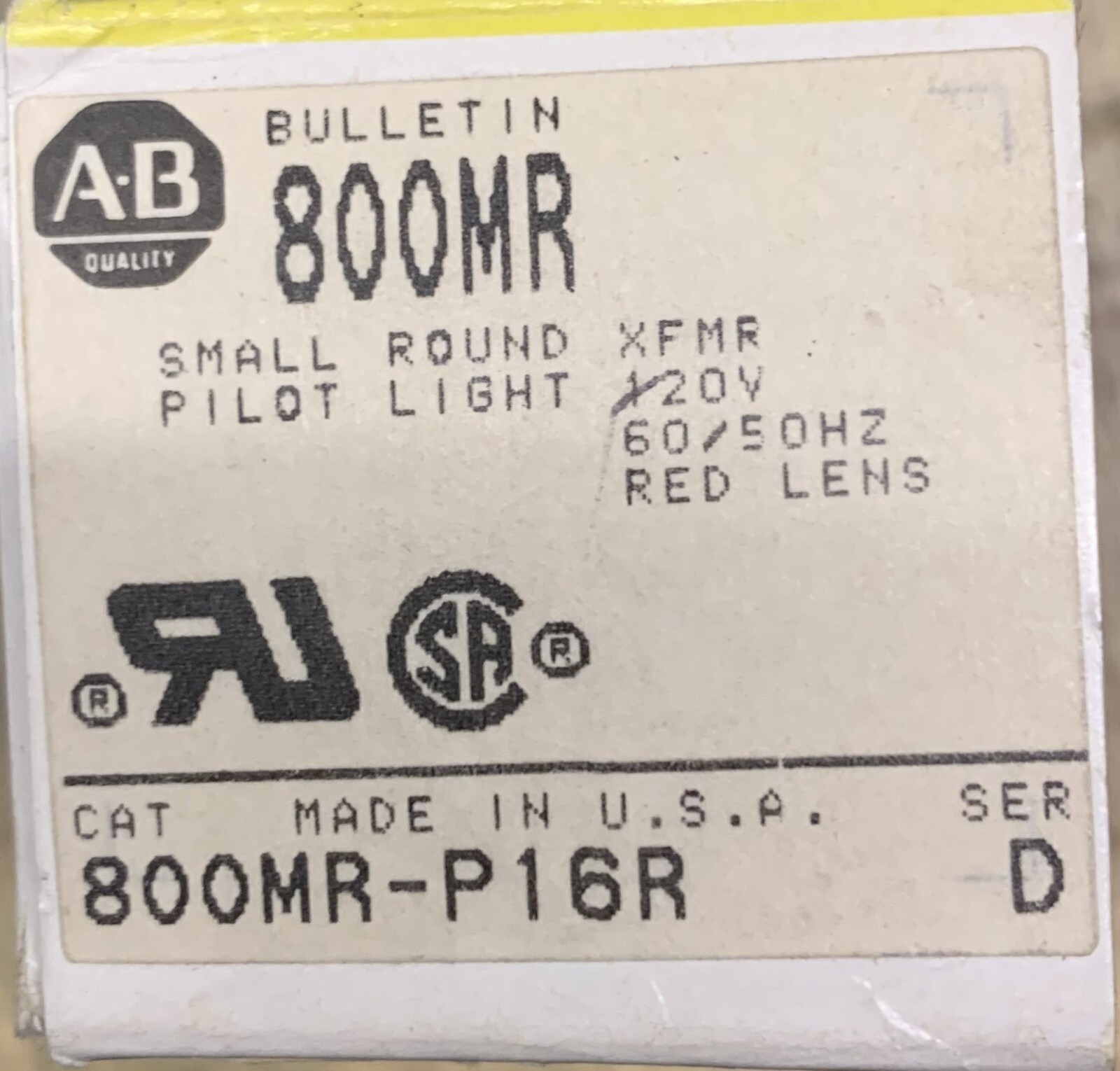 Allen-Bradley 800MR-P16R Series D Small Pilot Light Red Lens-NEW OPEN BOX
