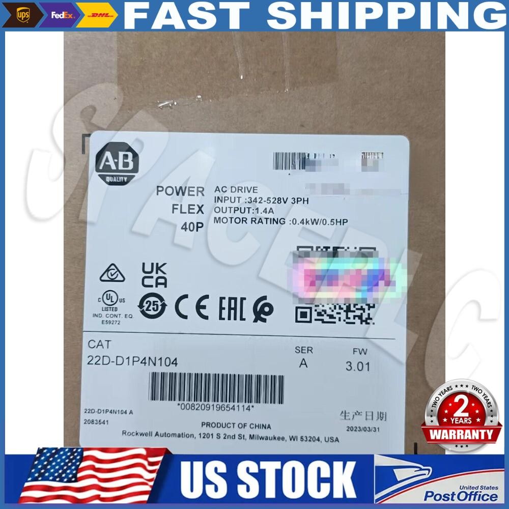 22D-D1P4N104 AB PowerFlex 40P- 0.4 kW (0.5 HP) AC Drive Brand US Free Tax