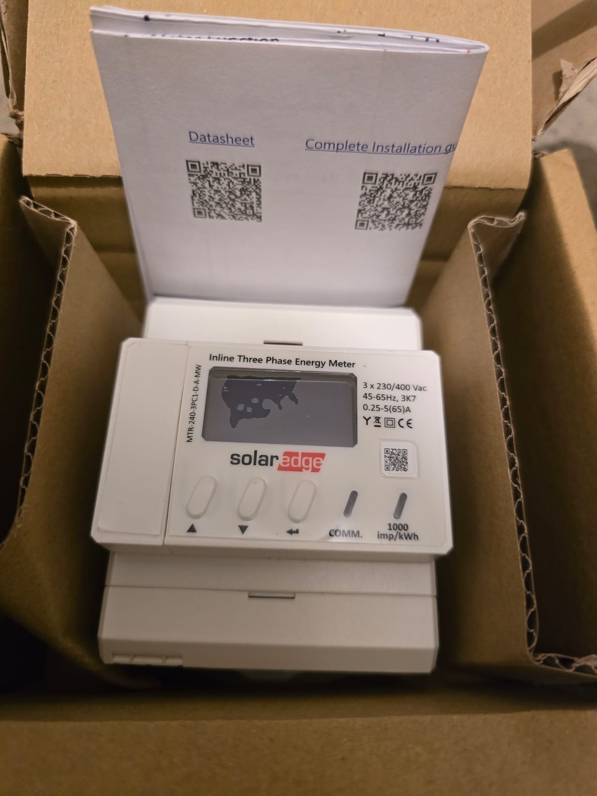 NEW SolarEdge MTR-240-3PC1-D-A-MW MTR 3PH 230V 65A INLINE CLASS1 MB+ENET-HB