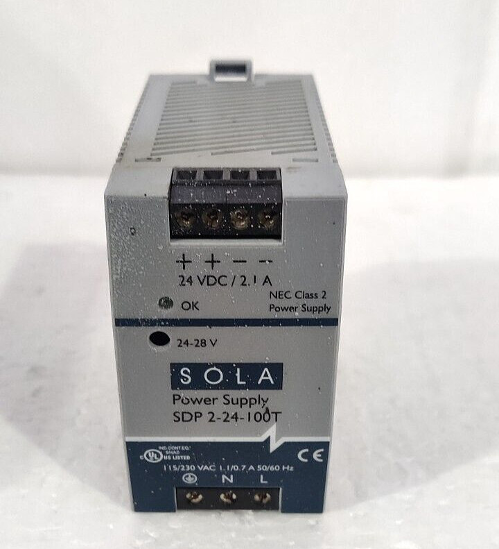 Sola SDP2-24-100T DIN Rail Power Supply 24VDC 2.I A 50W NEC Class 2