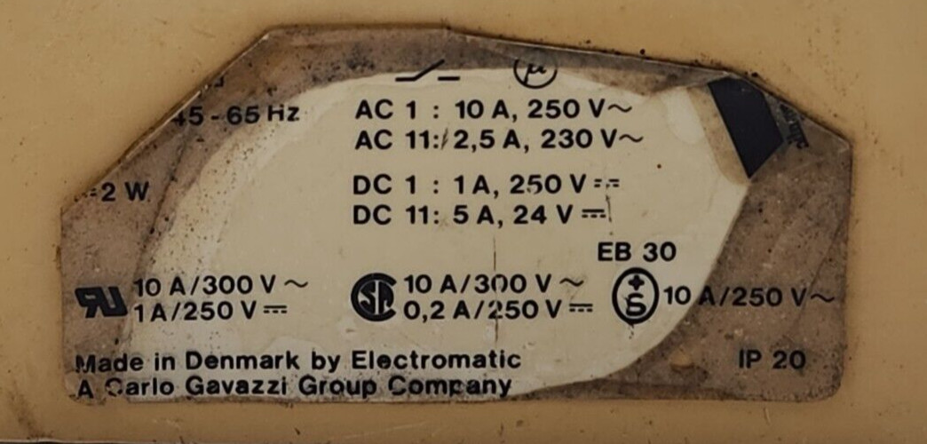 ELECTROMATIC SB 125 724 DELAY ON RELEASE TIMER SB 125