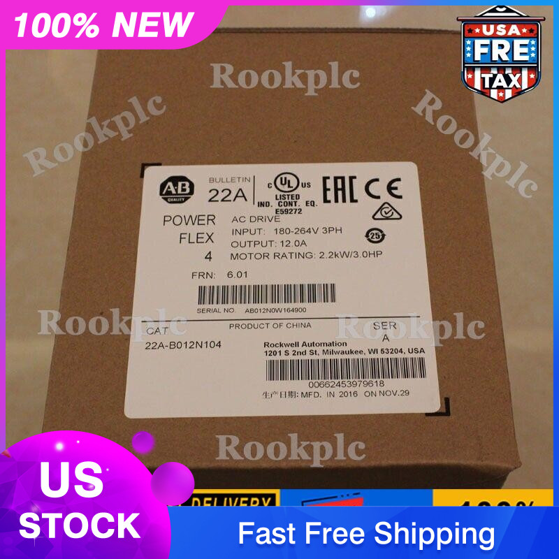 New AB 22A-B012N104 PowerFlex 4 2.2 kW 3 HP AC Drive 22AB012N104 US Free Tax
