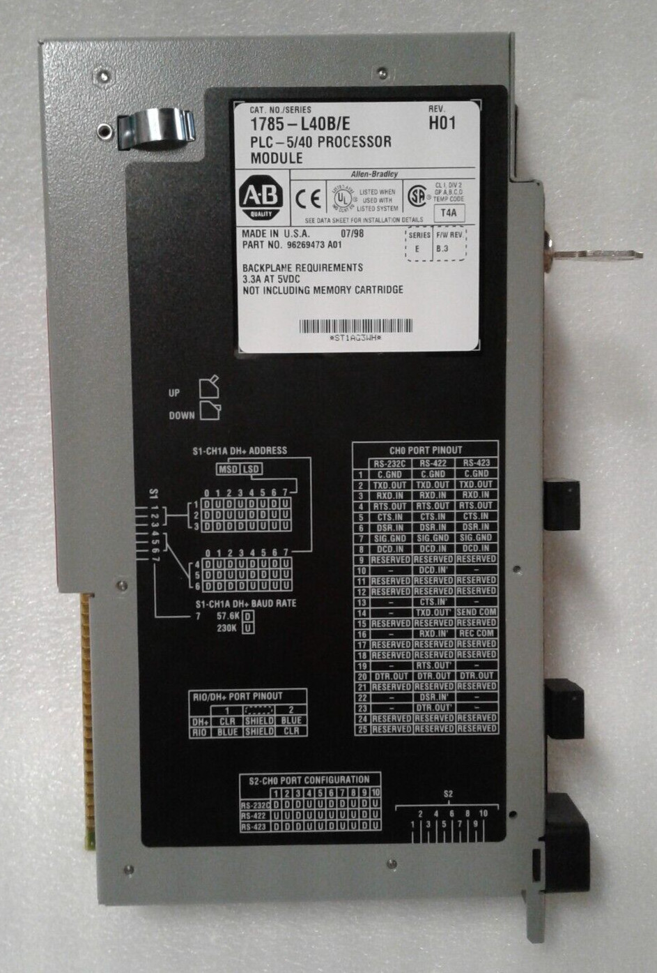 Allen Bradley 1785-L40B PLC 5/40 Series E R/W Rev. B.3 Rev. H Processor Module