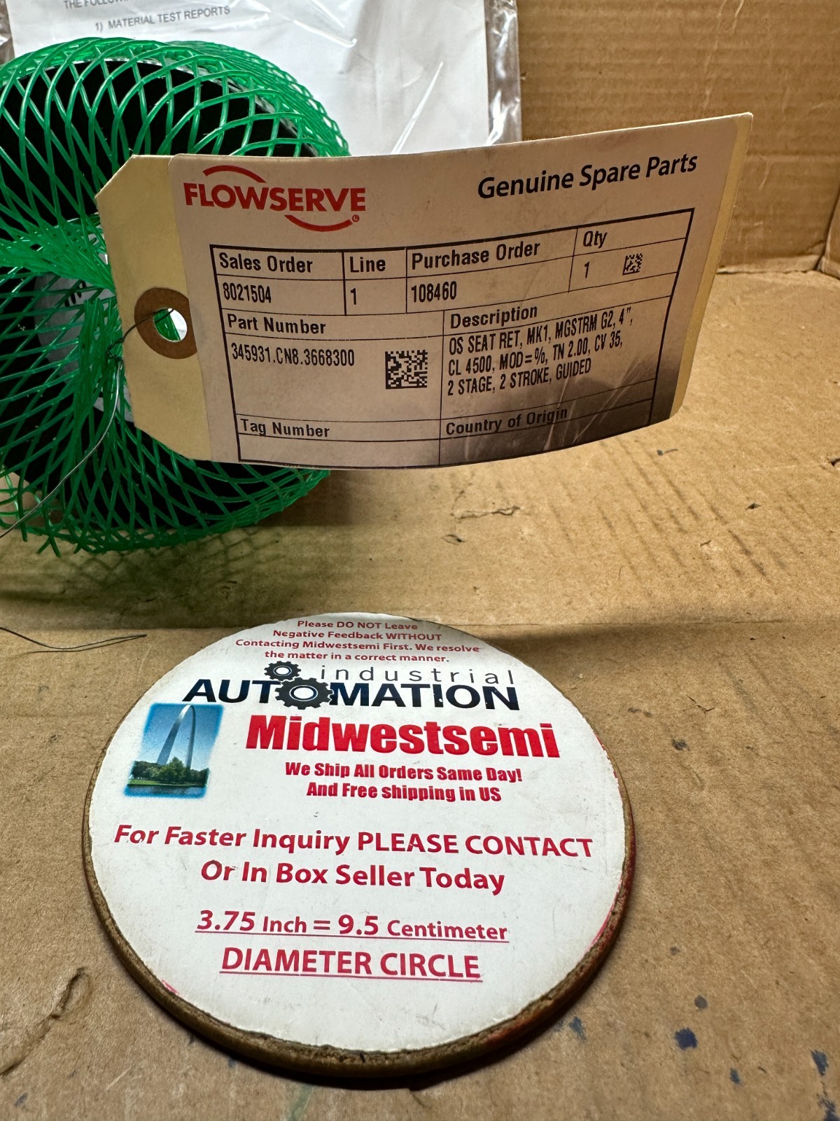 NEW FLOWSERVE 345931.CN8.3668300 RETAINER SEAT VALVE MK1 4” CL 4500 ID: 300049