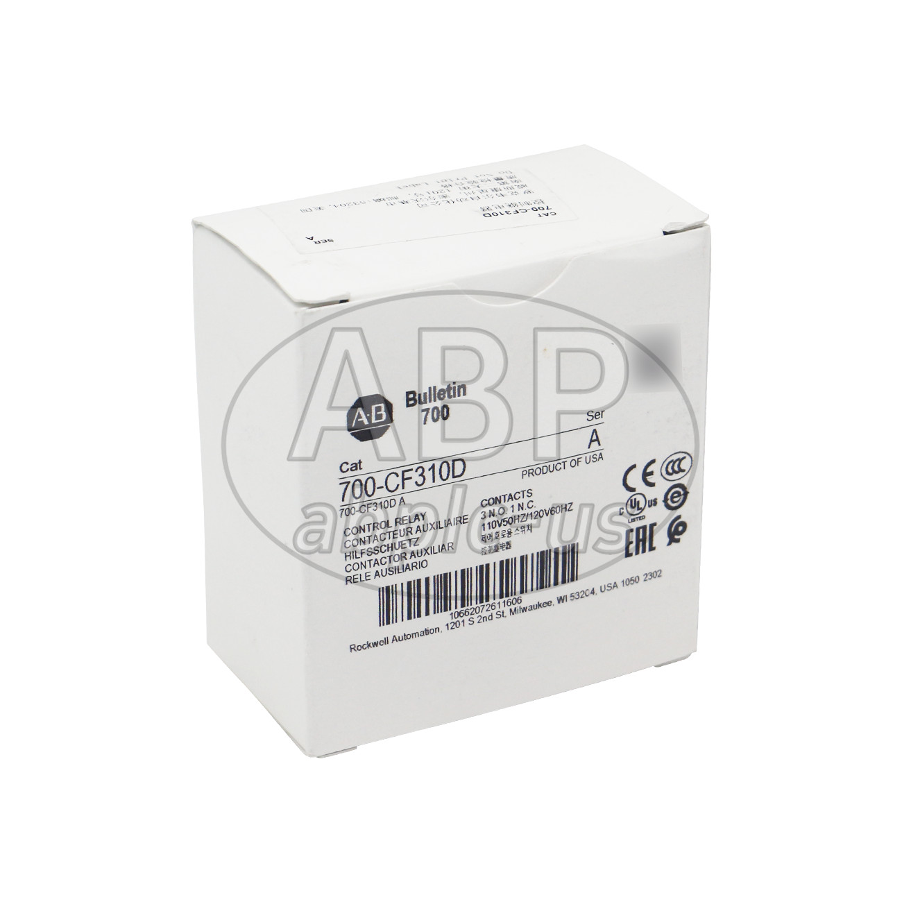 A-B Control Relay 700-CF310D Standard Contact 110V 50Hz/120V 60Hz US