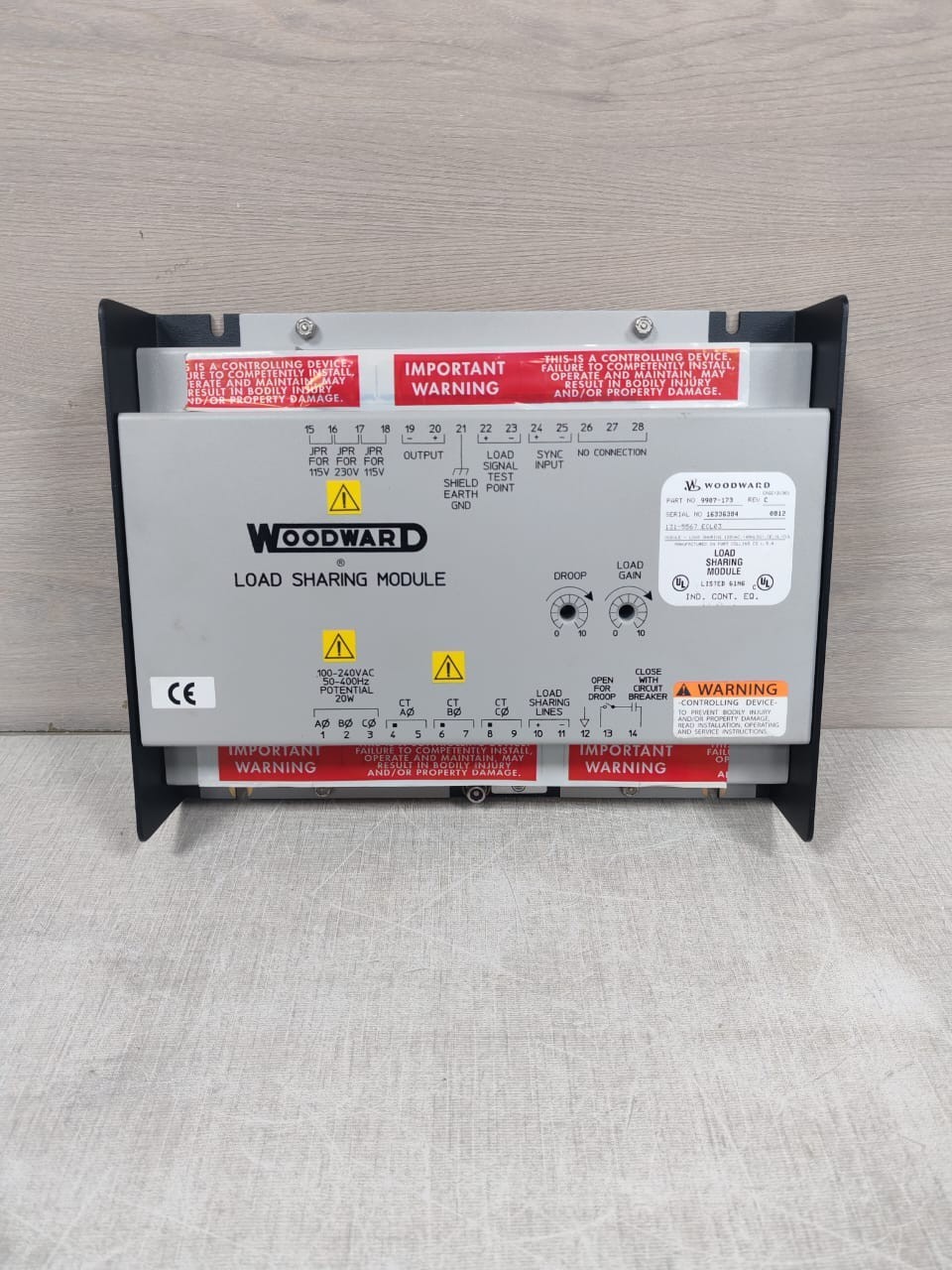 WOODWARD 9907-173 REV C LOAD SHARING MODULE 120VAC – NEW W/ FILTHY BOX