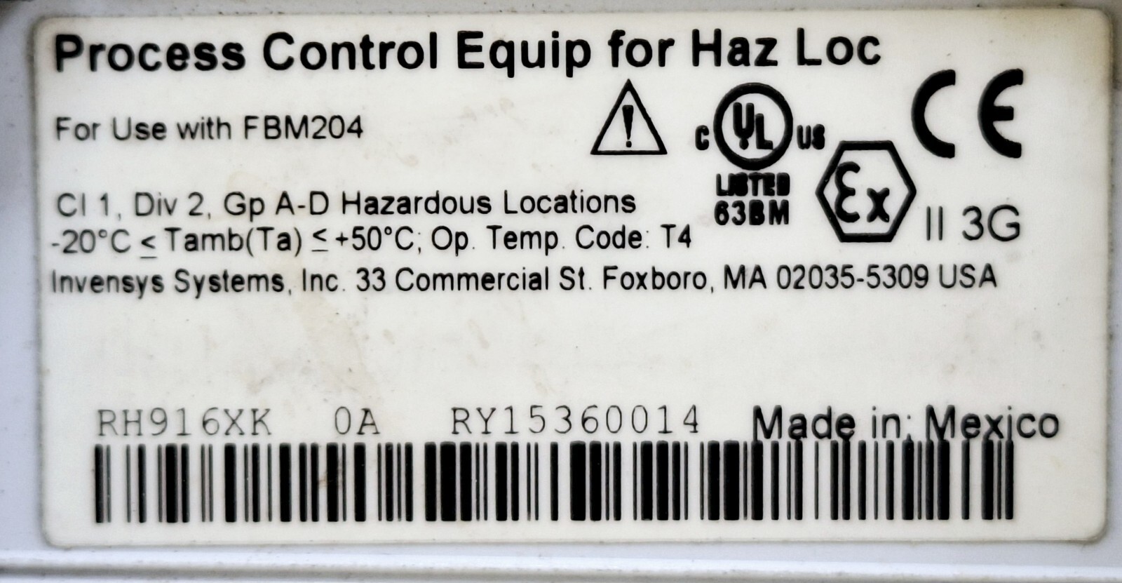 Foxboro RH916XK Termination Module for FBM204