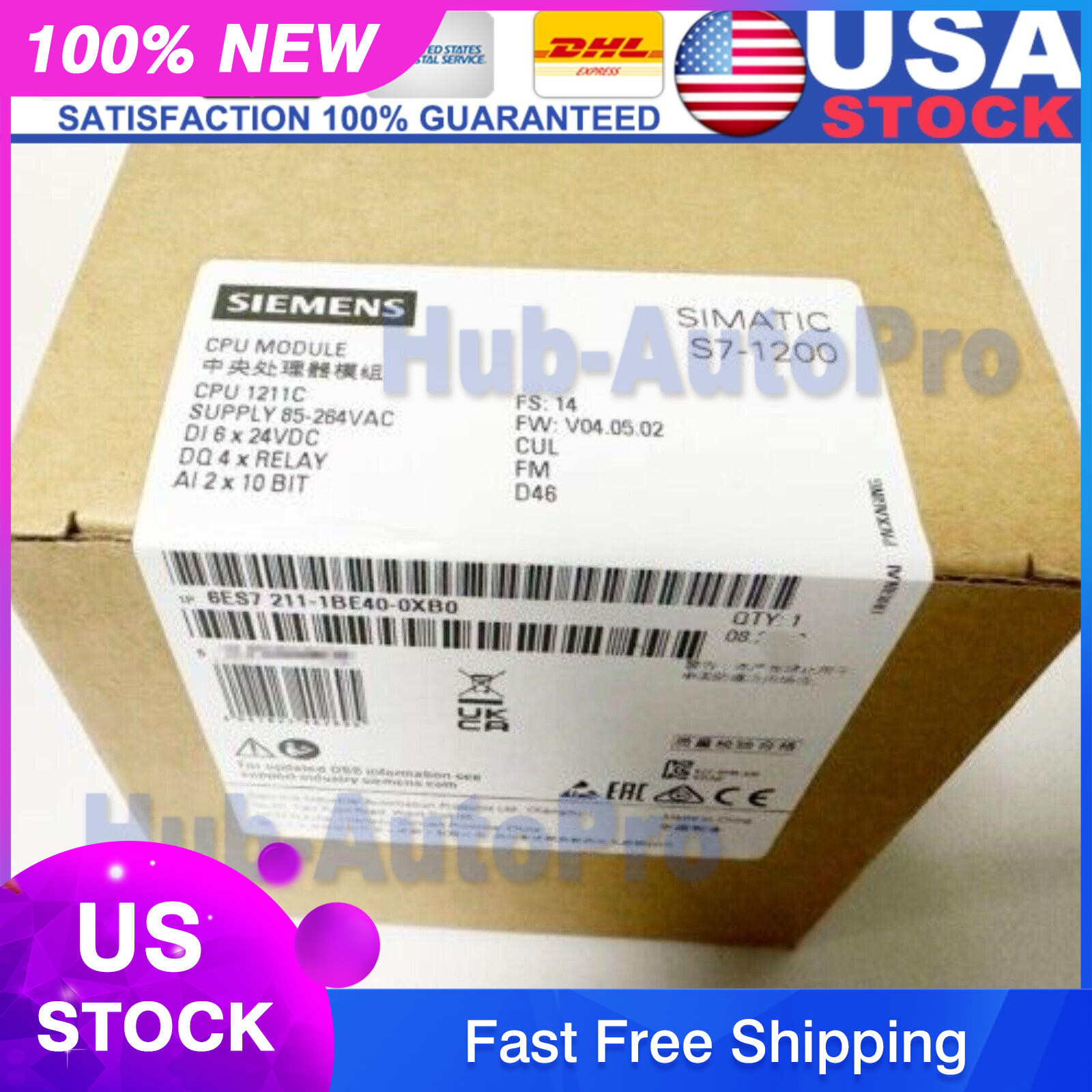 New Siemens 6ES7211-1BE40-0XB0 6ES72111BE400XB0 SIMATIC S7-1200 CPU 1211C