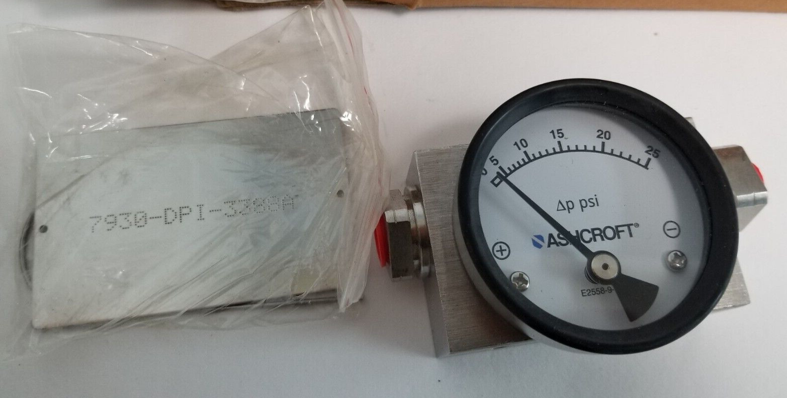 ASHCROFT 1/2IN 0-25PSI NPT PRESSURE GAUGE, 25-1130-SD-25S-XGM-NH-PD-VD-25# (new)