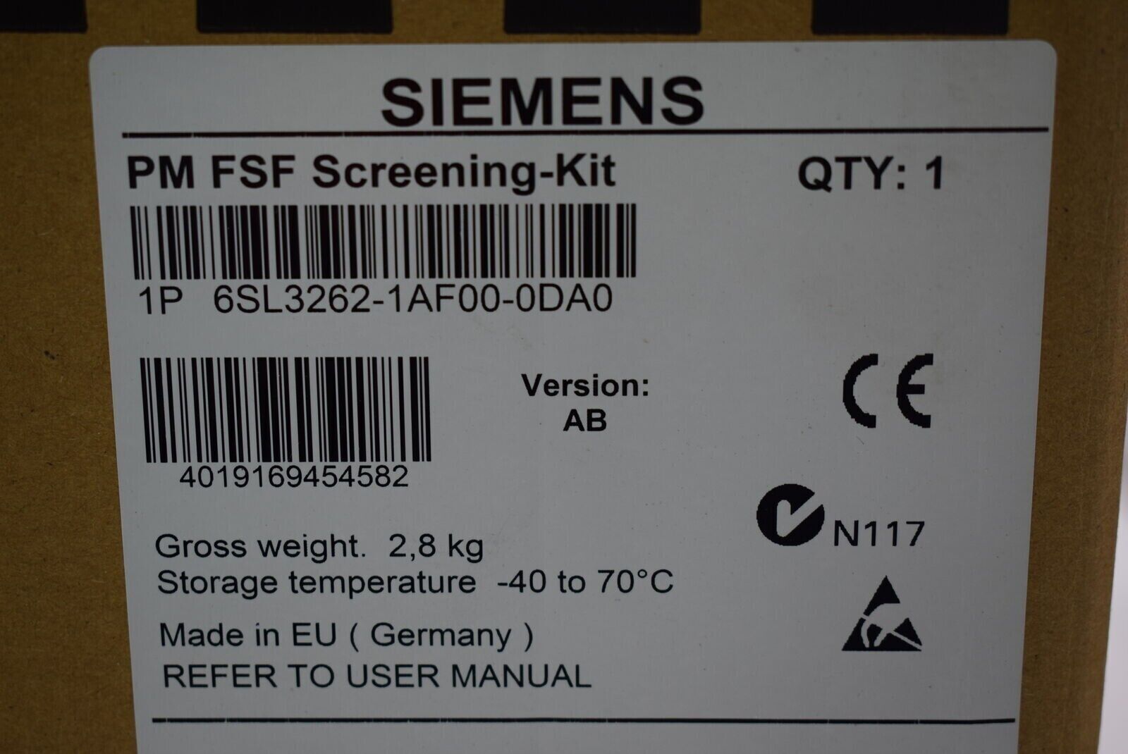 6SL3262-1AF00-0DA0 1PCSINAMICS SHIELD CONNECTION POWER MODULE 6SL3262-1AF00-0DA0