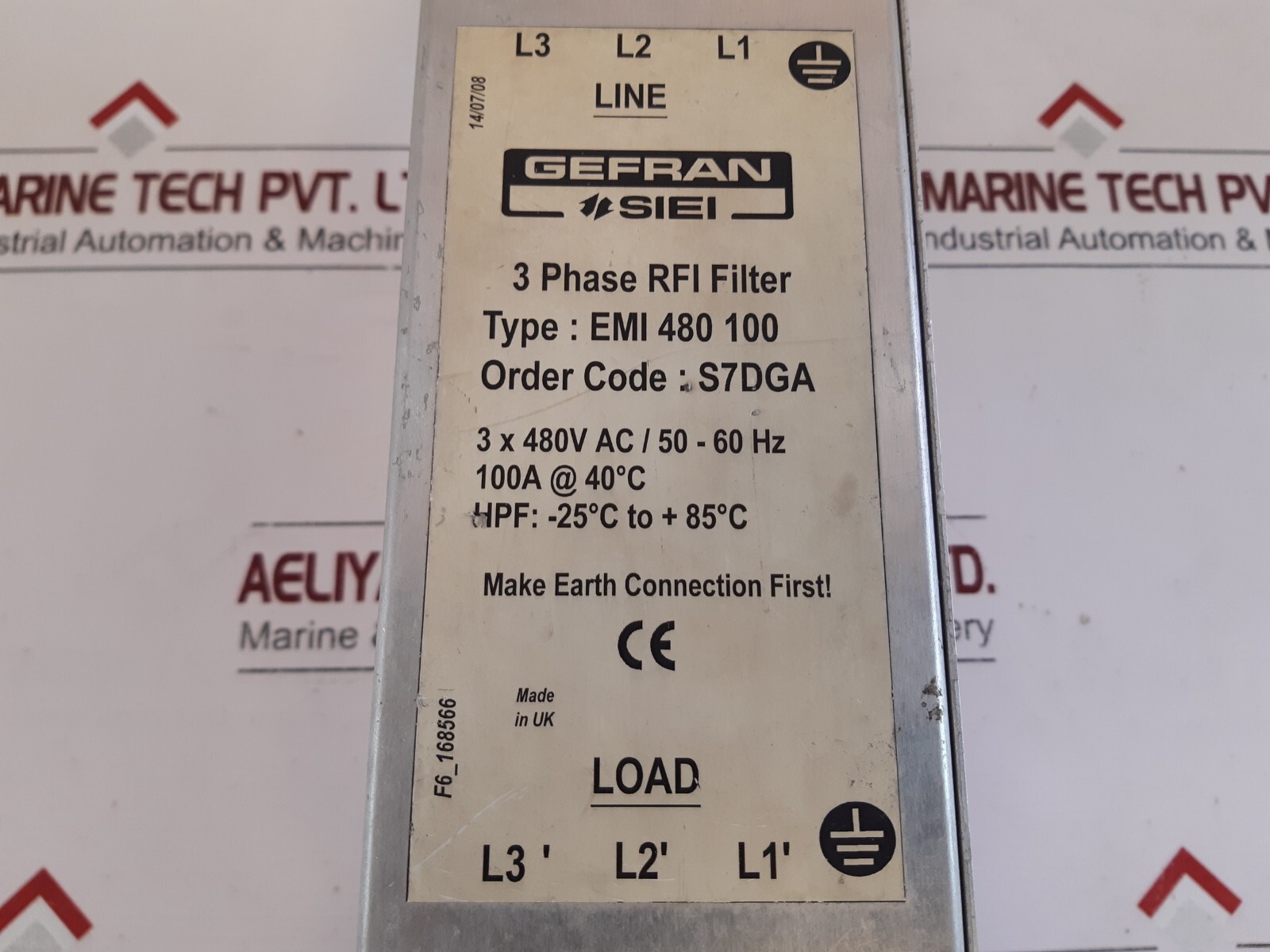 GEFRAN EMI 480 100 3-Phase RFI Filter 480V AC