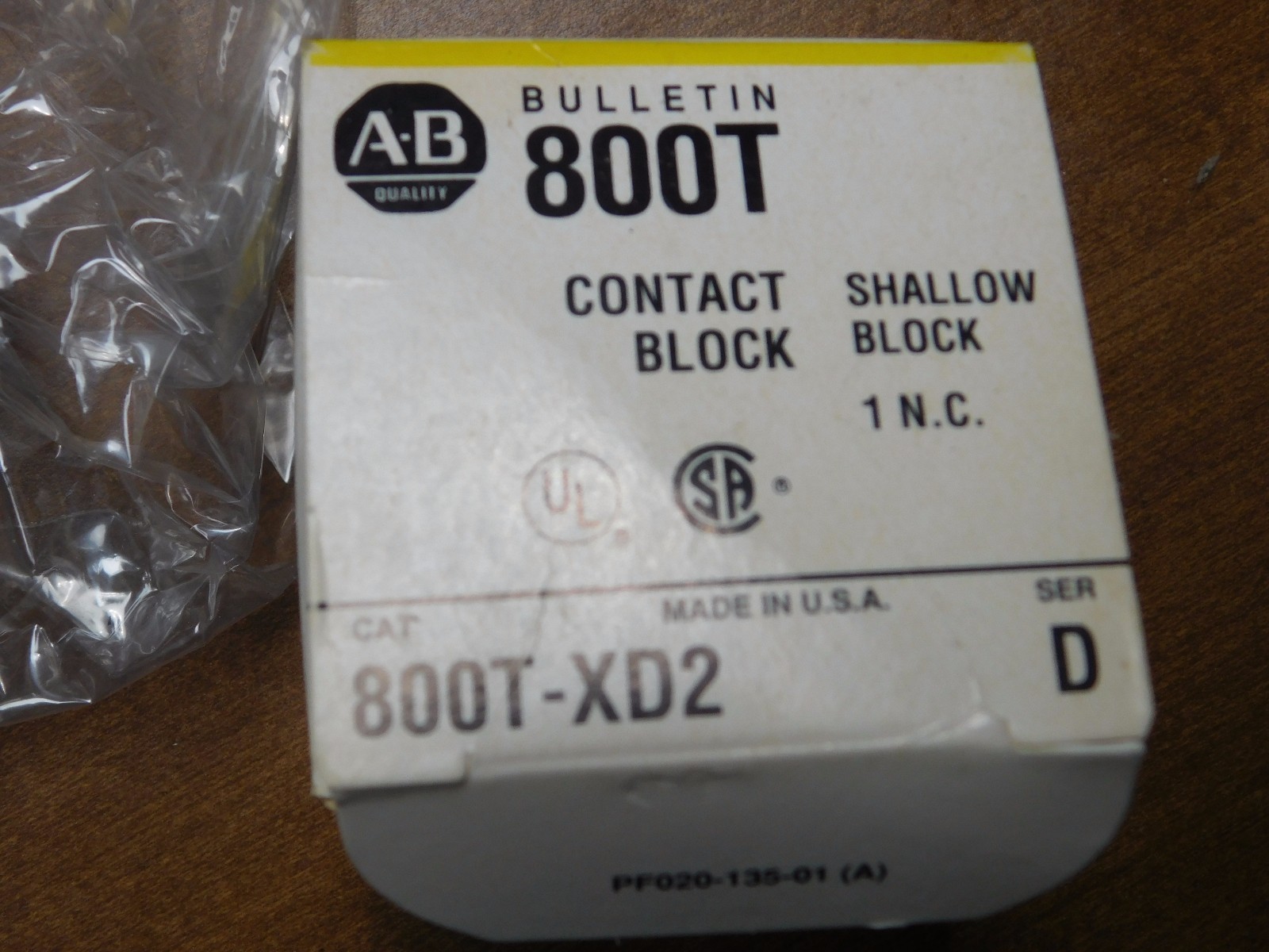 * ALLEN BRADLEY 800T-XD2 Contact Block Series D 1 N.C. Shallow Block