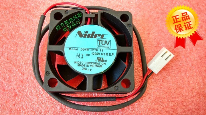 1 PCS Nidec Fan D04R-12TH DC 12V 0.15A 4015 4CM 2-PIN cooling fan