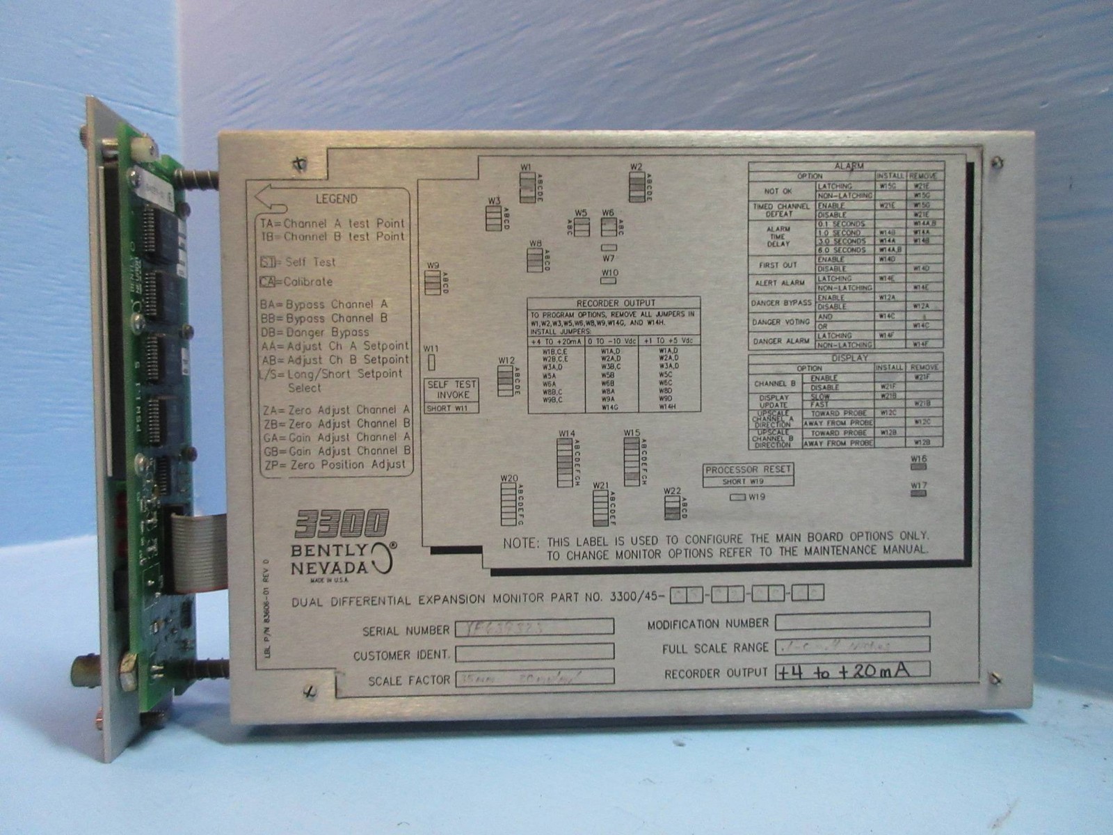 Bently Nevada 3300/45 Differential Expansion Monitor Module 3300/45-03-02-00-00