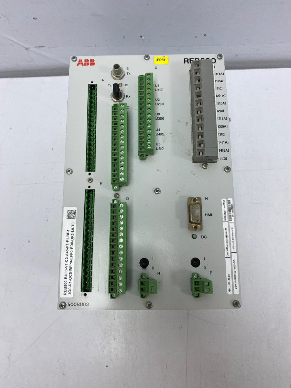 ABB POWER AUTOMATION REB500 / 500BU03 / 1MRB150071M0001/A PROTECTION RELAY