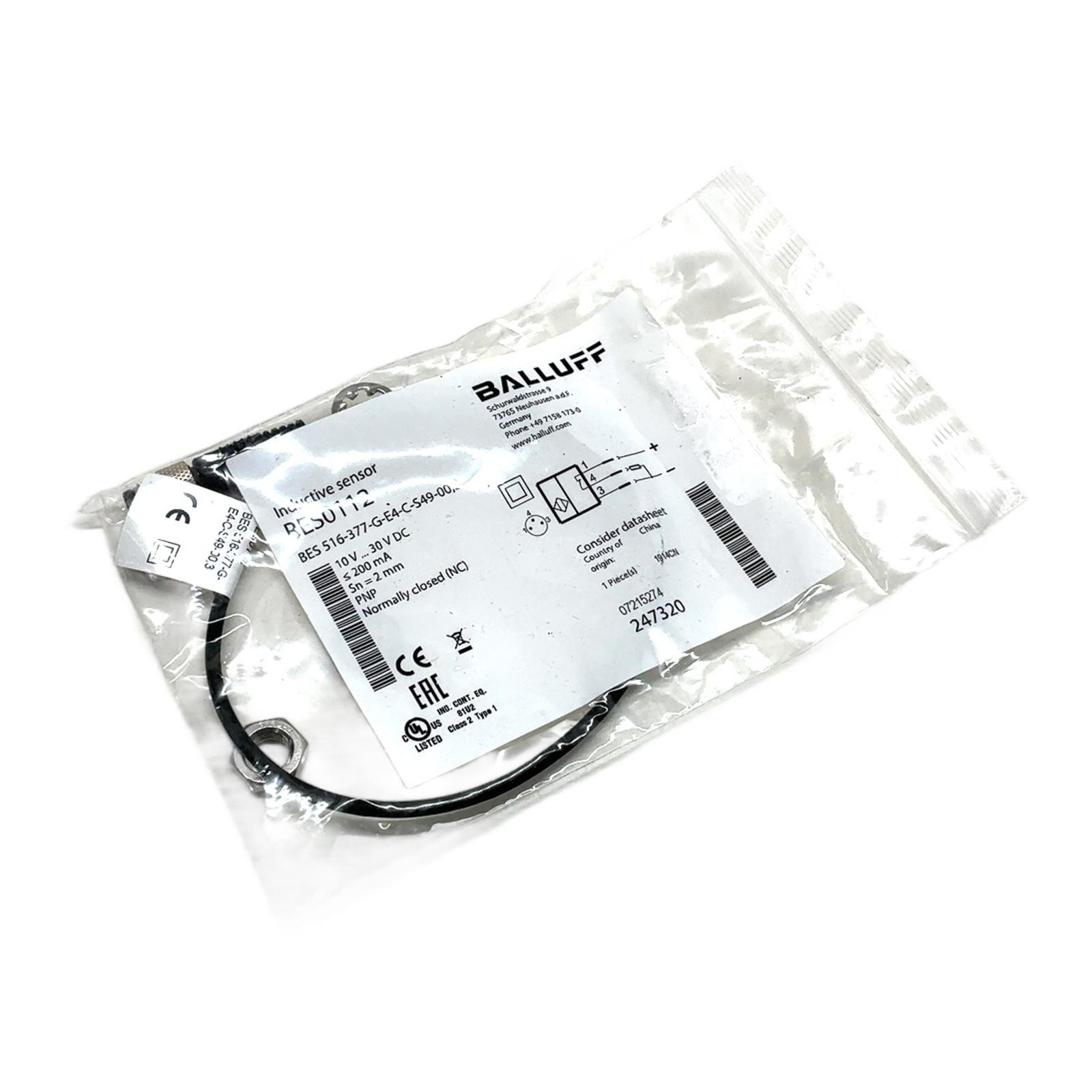 BES0112 BES 516-377-G-E4-C-S49-00,3 BALLUFF, Balluff Inductive Sensor M5 2mm …