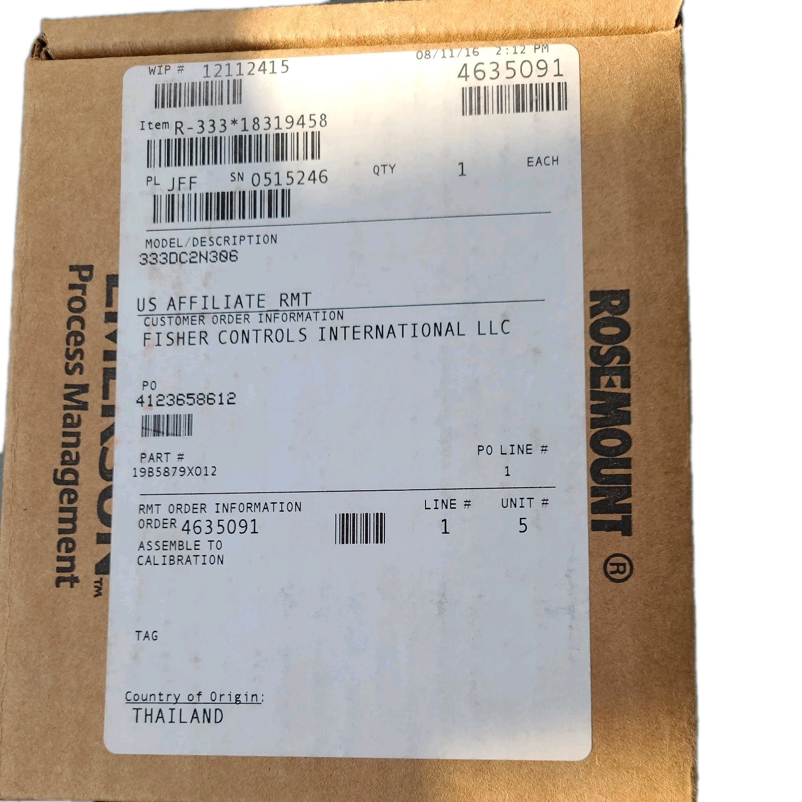 rosemount Emerson tri-loop Hart signal 333DC2N306