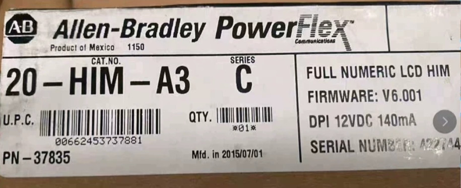 ALLEN BRADLEY 20-HIM-A3 SER C POWER FLEX FULL NUMERIC LCD HIM FIRWARE V6.001