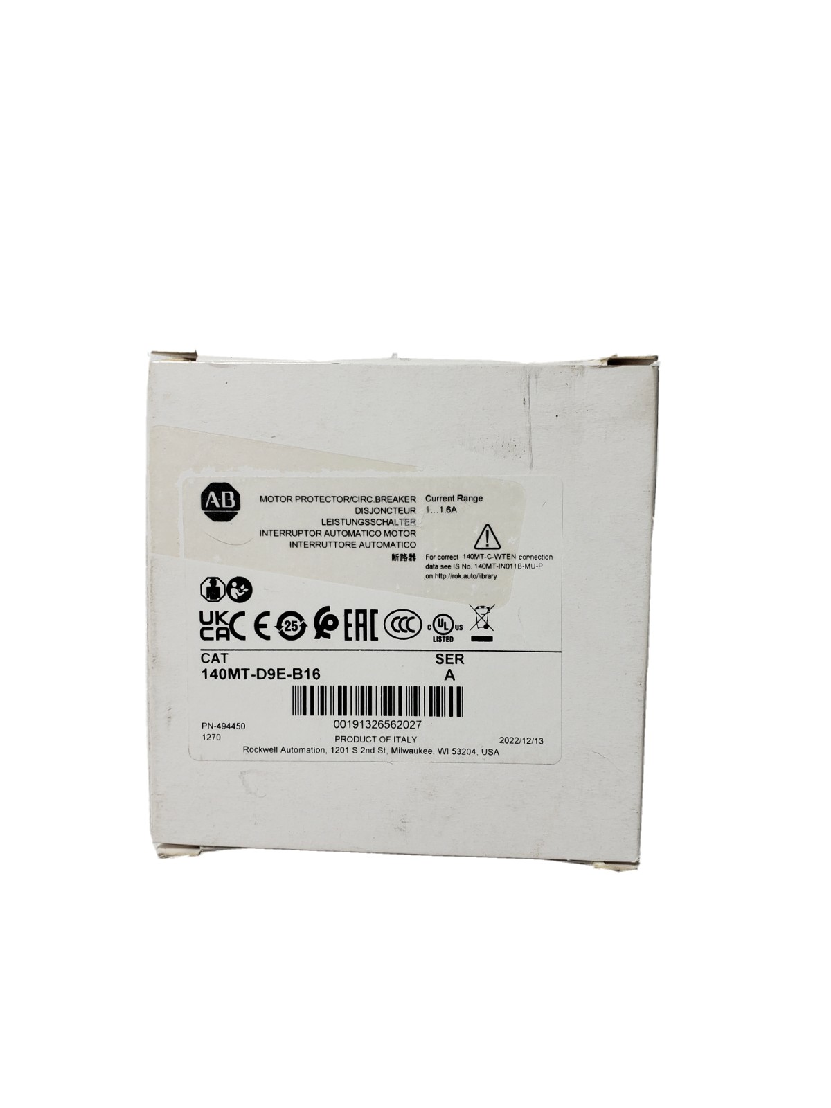 Allen Bradley 140M-D9E-B25 SER A Motor Protection Circuit Breaker 1 – 1.6 A, N£W