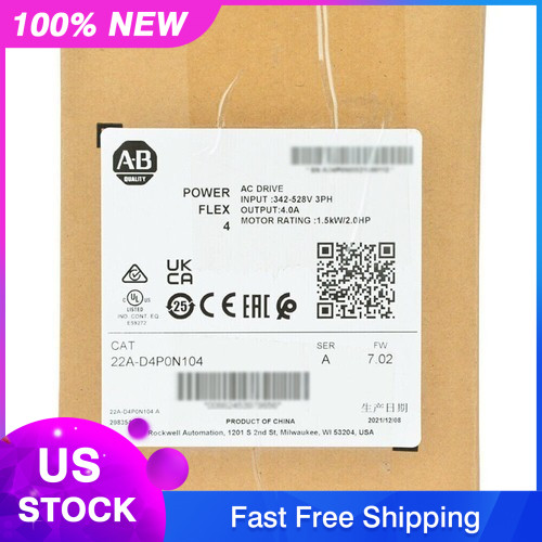 New 2022 AB 22A-D4P0N104 PowerFlex 4 1.5 kW 2 HP AC Drive 22AD4P0N104