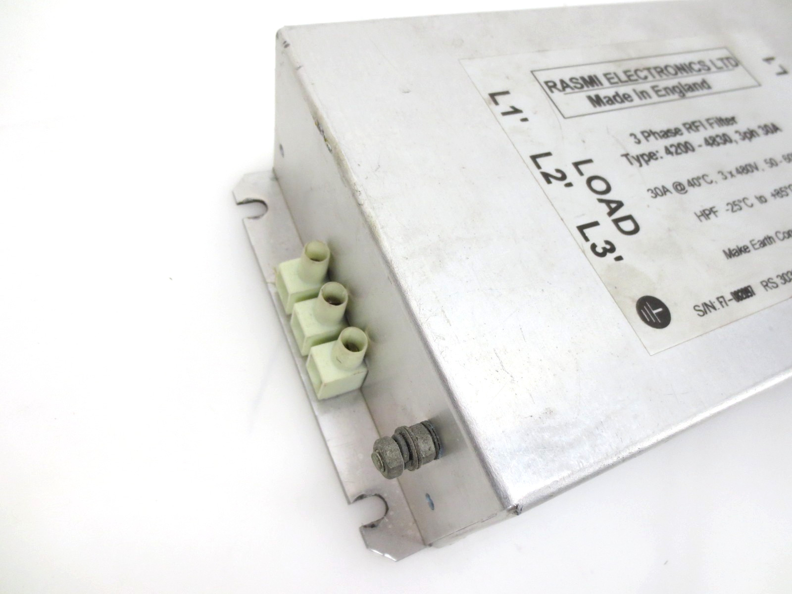 RASMI 4200-4830 3 PHASE RFI FILTER 3ph 30A 480VAC