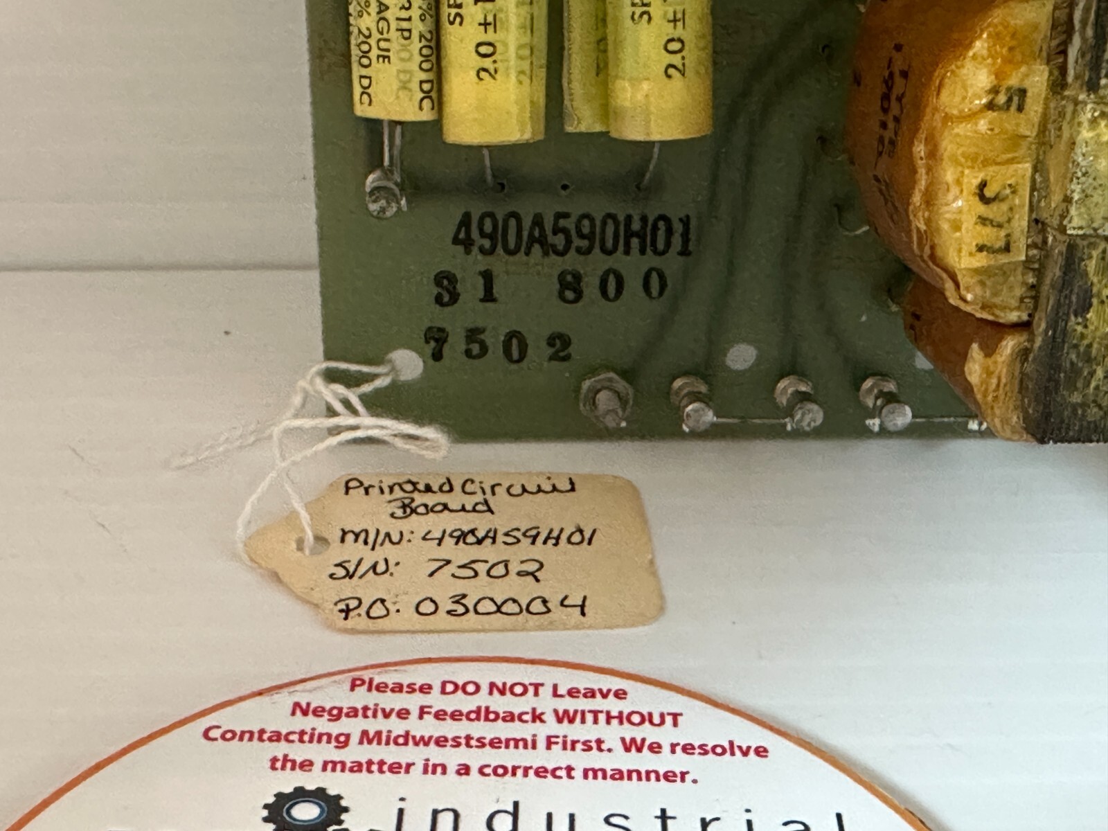 WESTINGHOUSE 490A59H01 / 490A590H01 / 196793 PCB BOARD S/N: 7502 SHIPS SAME DAY