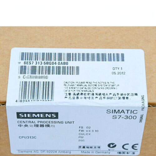 6ES7 313-5BG04-0AB0 NEW SIEMENS S7-300 CPU 313C 6ES7313-5BG04-0AB0 FAST SHIPPING