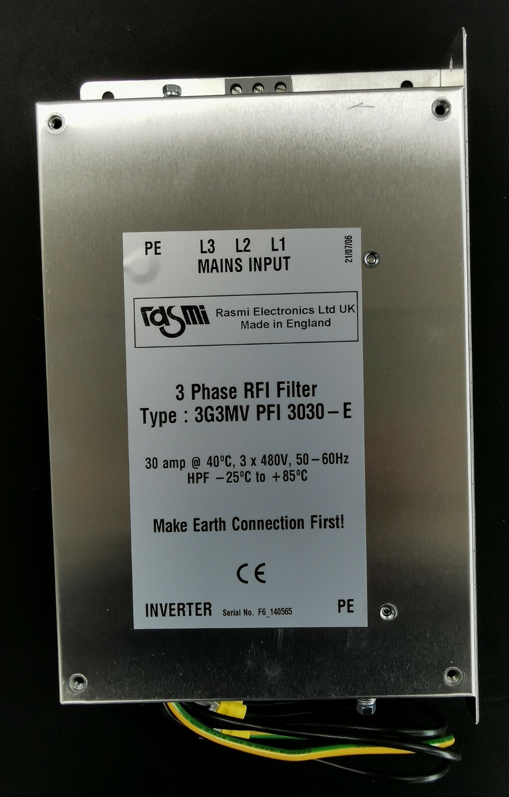 NEW 3G3MV-PFI-3030-E / 3G3MVPFI-3030E Omron, Three Phase RFI Filter