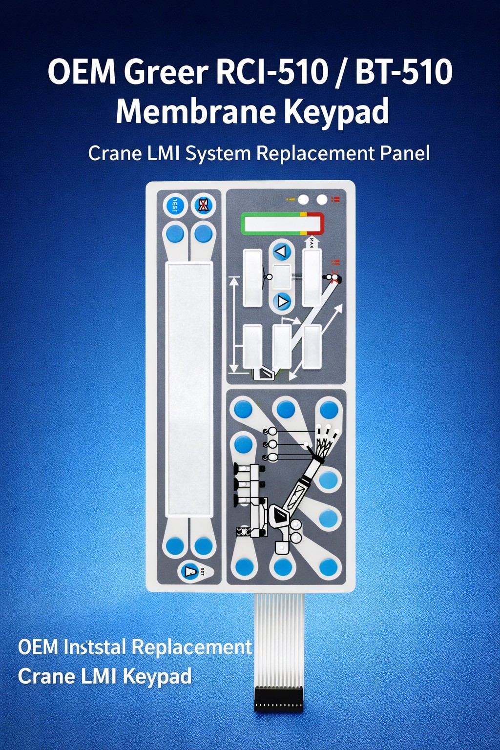 OEM Greer RCI-510 / BT-510/MG 510 Membrane Keypad Crane LMI System Replacement