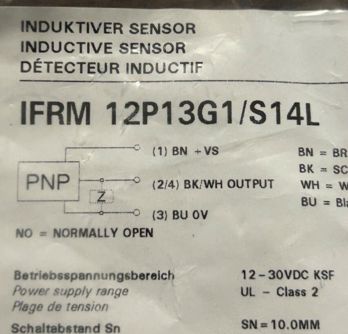 BAUMER IFRM 12P13G1/S14L INDUCTIVE PROXIMITY SWITCH, CYLINDRICAL, M12 NEW