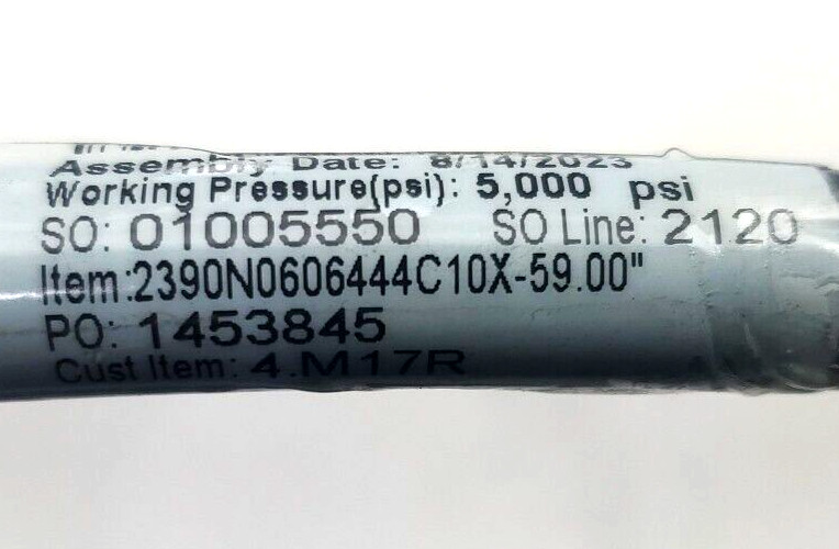 PARKER POLYFLEX, High Pressure Hydraulic Hose 2390N-04V10, 59″ LONG, 1/4″