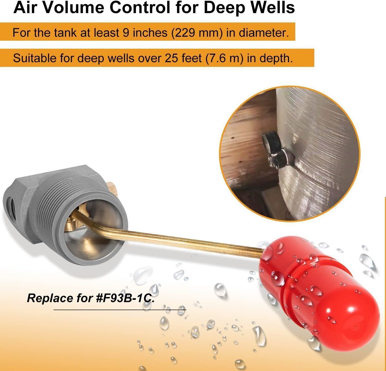 For Deep Wells & Water Tank System 1-1/4 in MNPT F93B-1C Air Volume Controls
