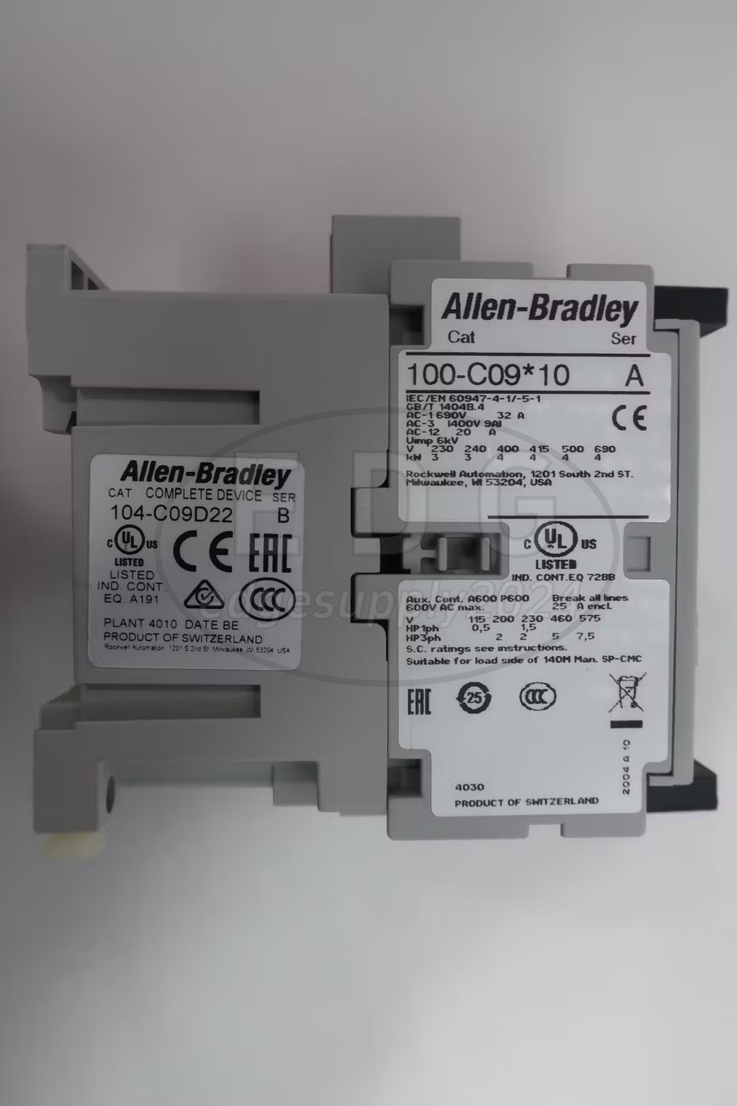 NEW Allen Bradley 104-C09D22 Reversing Contactor 5hp 120v-ac