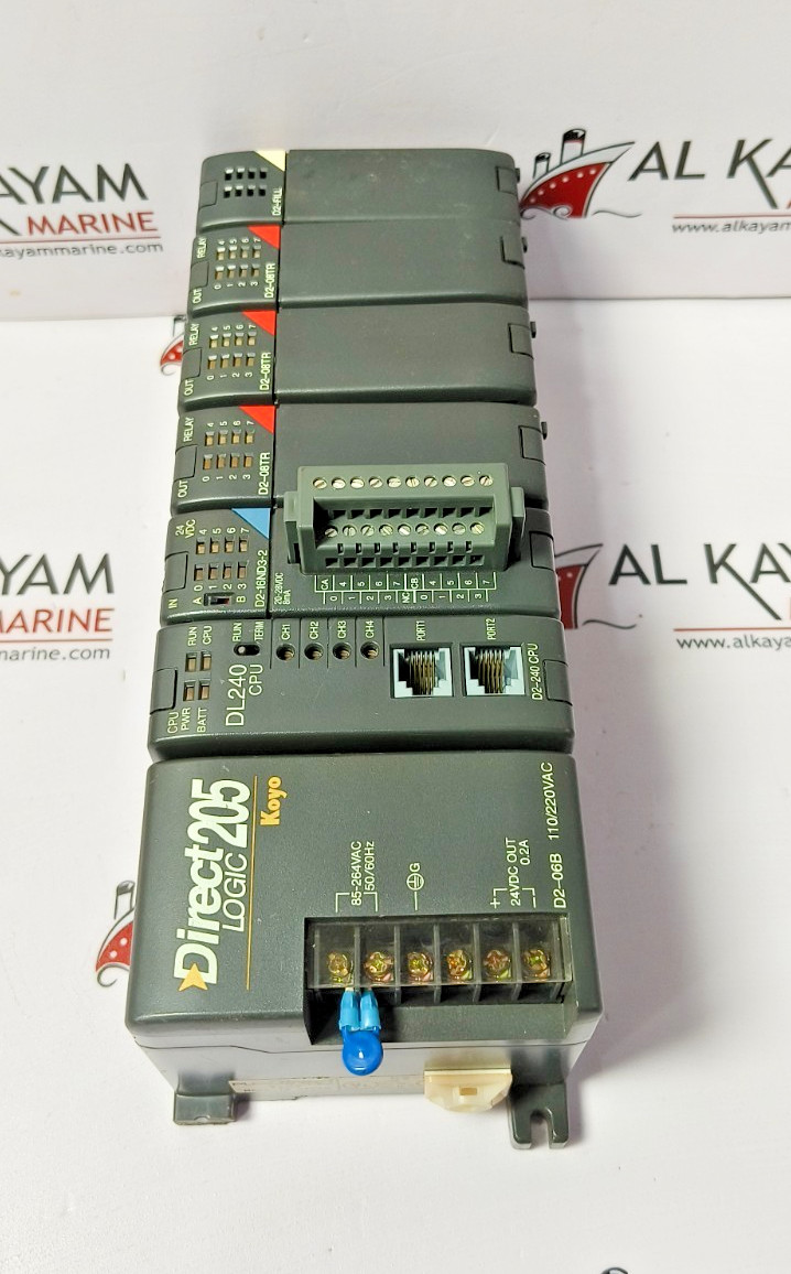 KOYO DIRECT LOGIC 205 D2-06B, DL240 CPU, D2-16ND3-2, 3X D2-08TR, D2-FILL