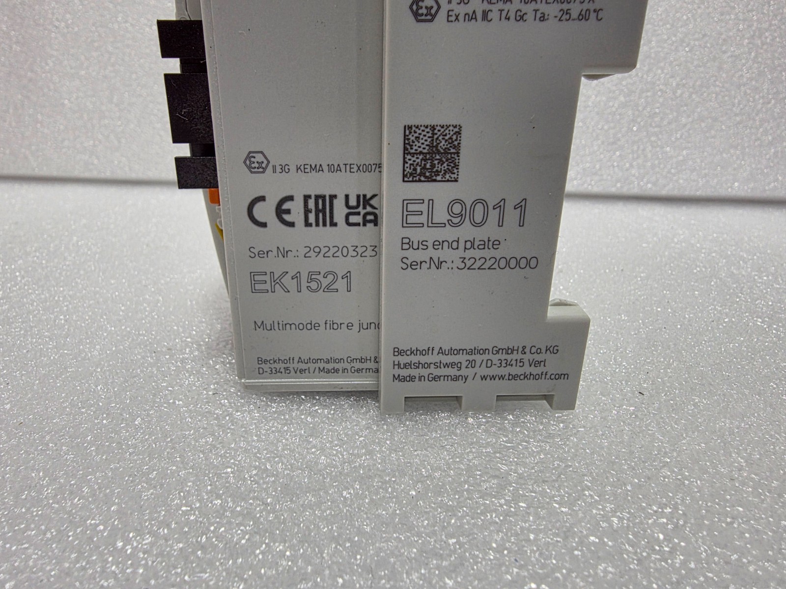 BECKHOFF MULTIMODE FIBRE JUNCTION EK1521, EK1101, EK1521, EL9011 (As-Is)