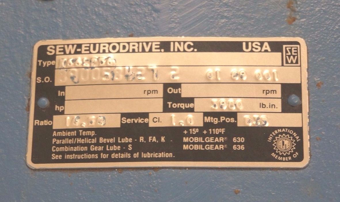 NEW SEW EURODRIVE K66LP56 GEAR REDUCER 16.58 RATIO