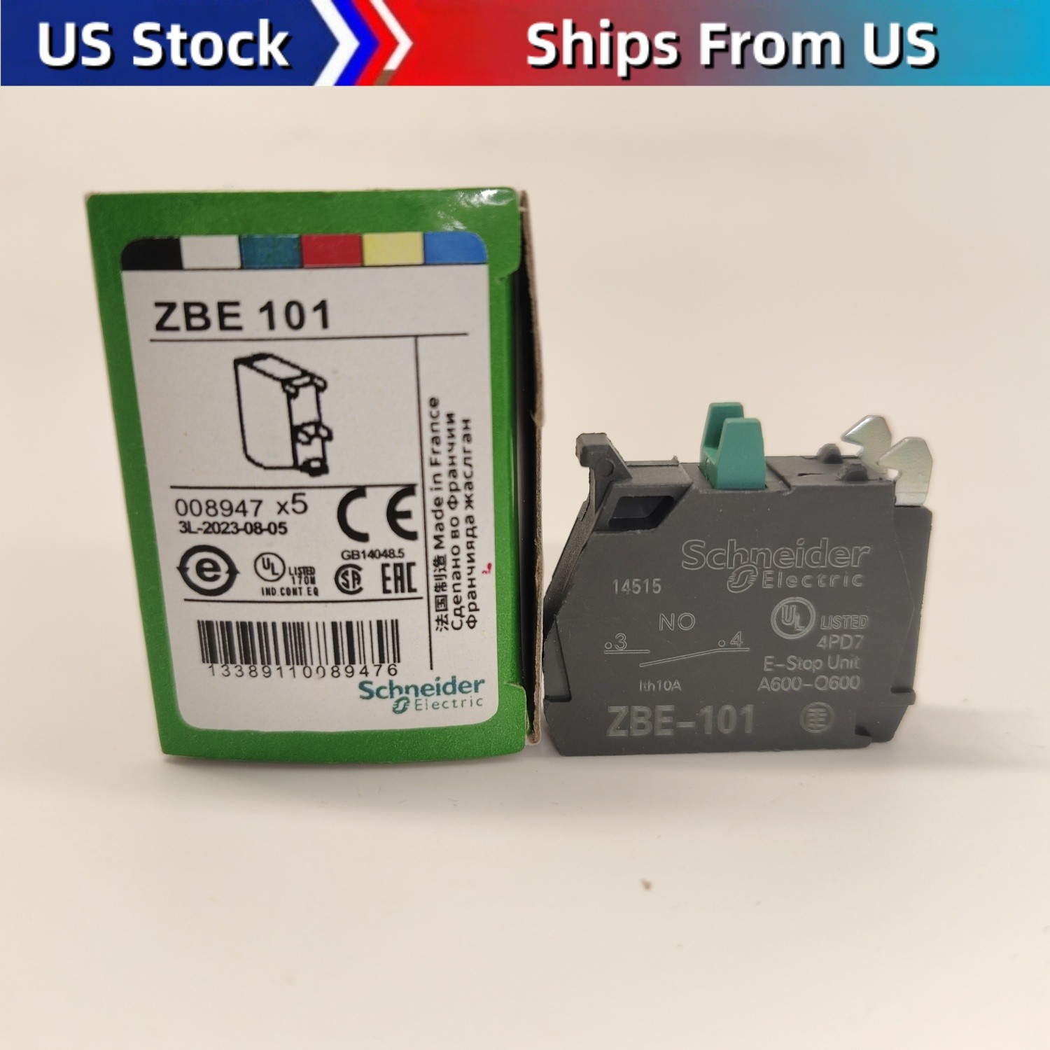 Pack Of 5 NEW Schneider Electric ZBE-101 ZBE101 Contact Block Fast Shipping