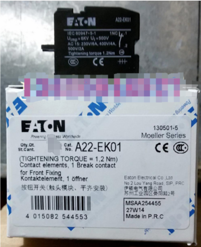 NEW EATON MOELLER Push button contact A22-EK01 Free Shipping